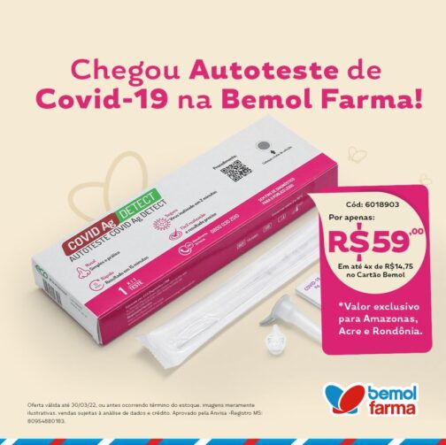 Bemol Farma inicia venda de autotestes de Covid-19 em todas as suas unidades